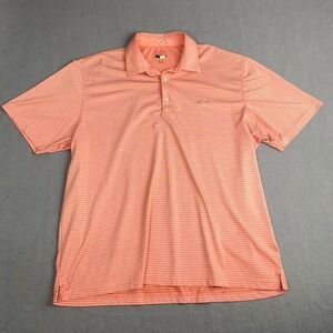 Greg Norman Polo Shirt Men's Size XXL Pink Peach Striped Short‎ Sleeve Play Dry